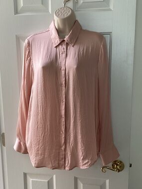 Quince button up shirt Balletcore Soft girl washable Silk Coquette lite L